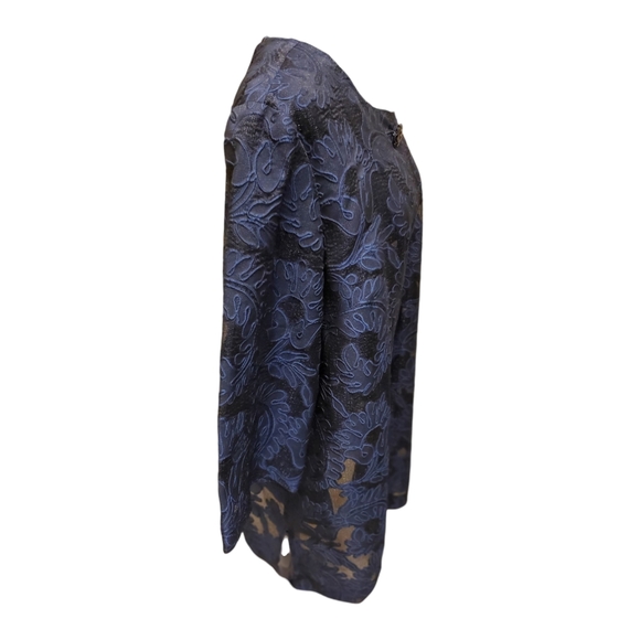 Saint John Couture Black and Blue Lace Jacket / Cape XL - Picture 3 of 8
